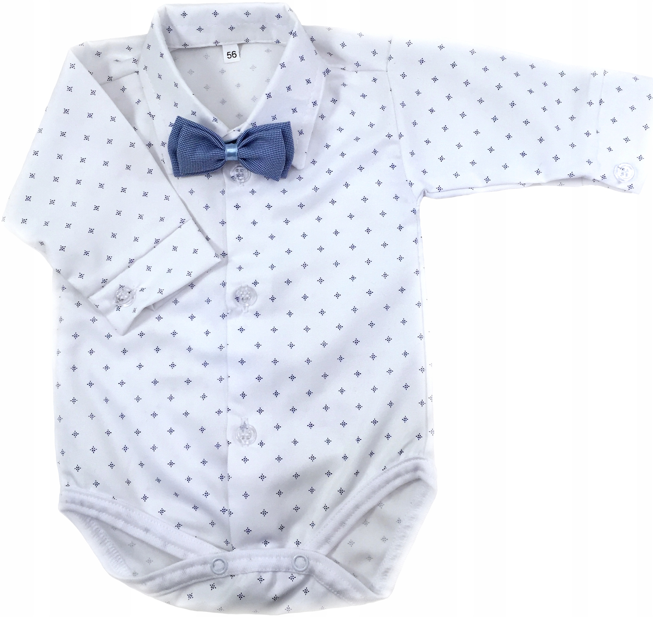 KOSZULOBODY białe we wzorki wizytowe 68 cm +4m