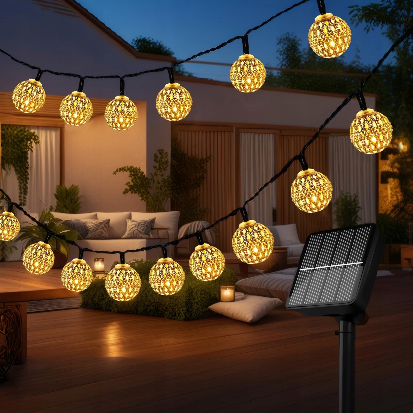 Marokańska Girlanda Solarna LED Kule Zewnętrzna Wodoodporna 7,5M 50 LED SON — miniatura 7