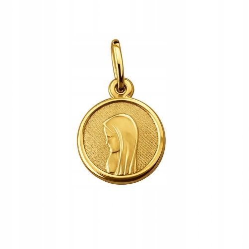 Zlatý medailonek kolečko 585 Matka Boží busta 0.65g na křtiny přijímání