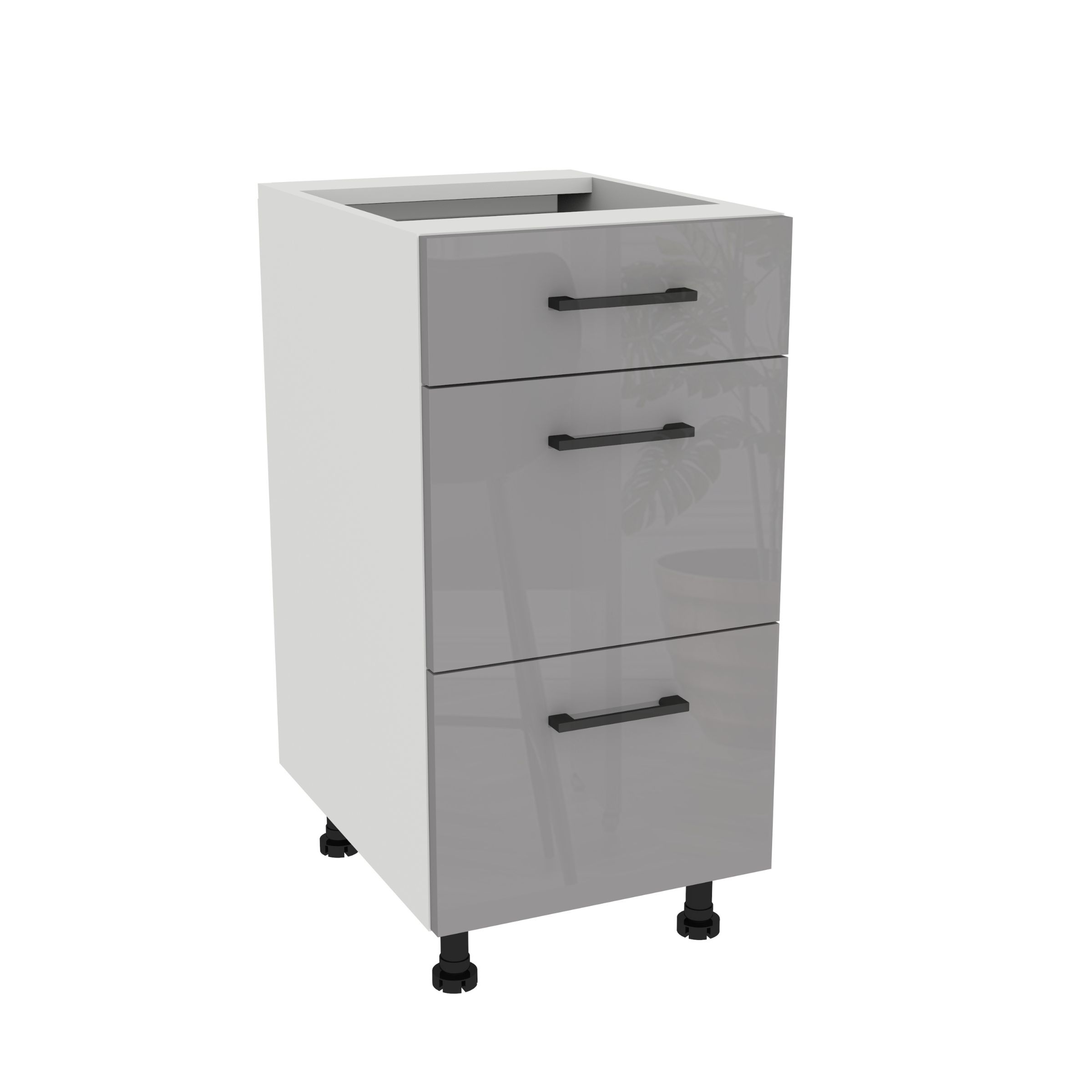 Kuchynská skrinka s zásuvkou Slim 40 Capri Biela predná časť Sivý Akryl Lesk