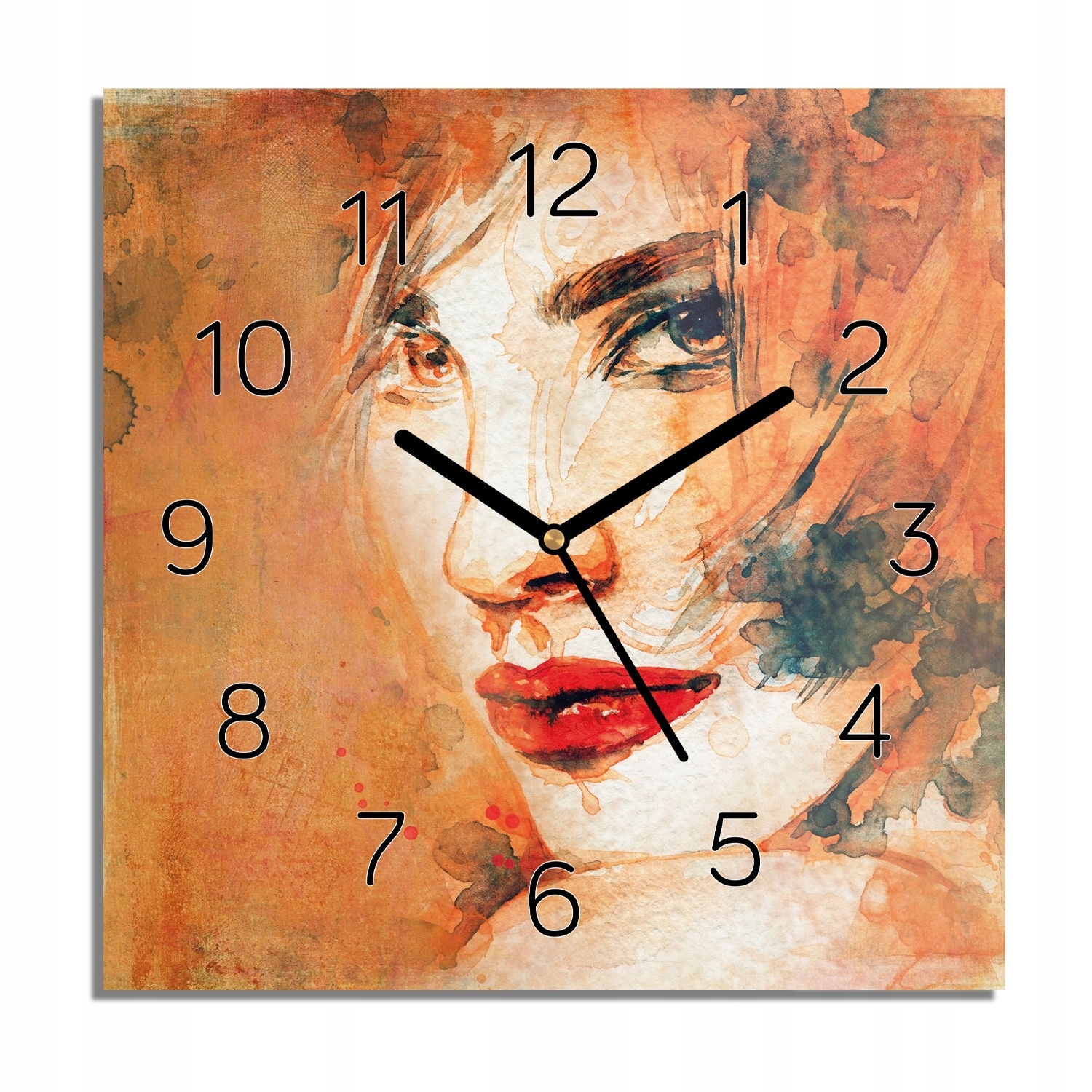 

Buzia akwarela zegar na szkle czarne cyfry 30x30