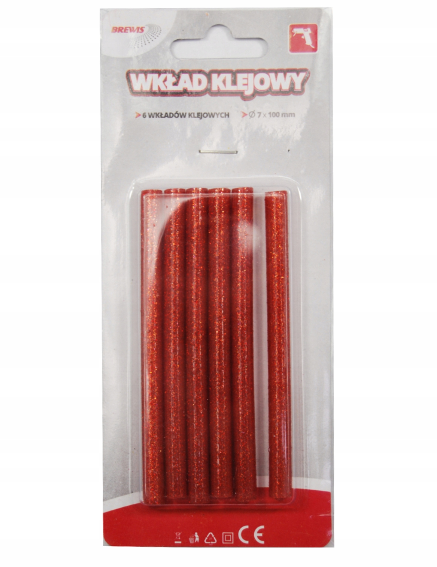 WKŁAD DO PISTOLETU 6 X 7 MM CZERWONY BROKAT BREWIS