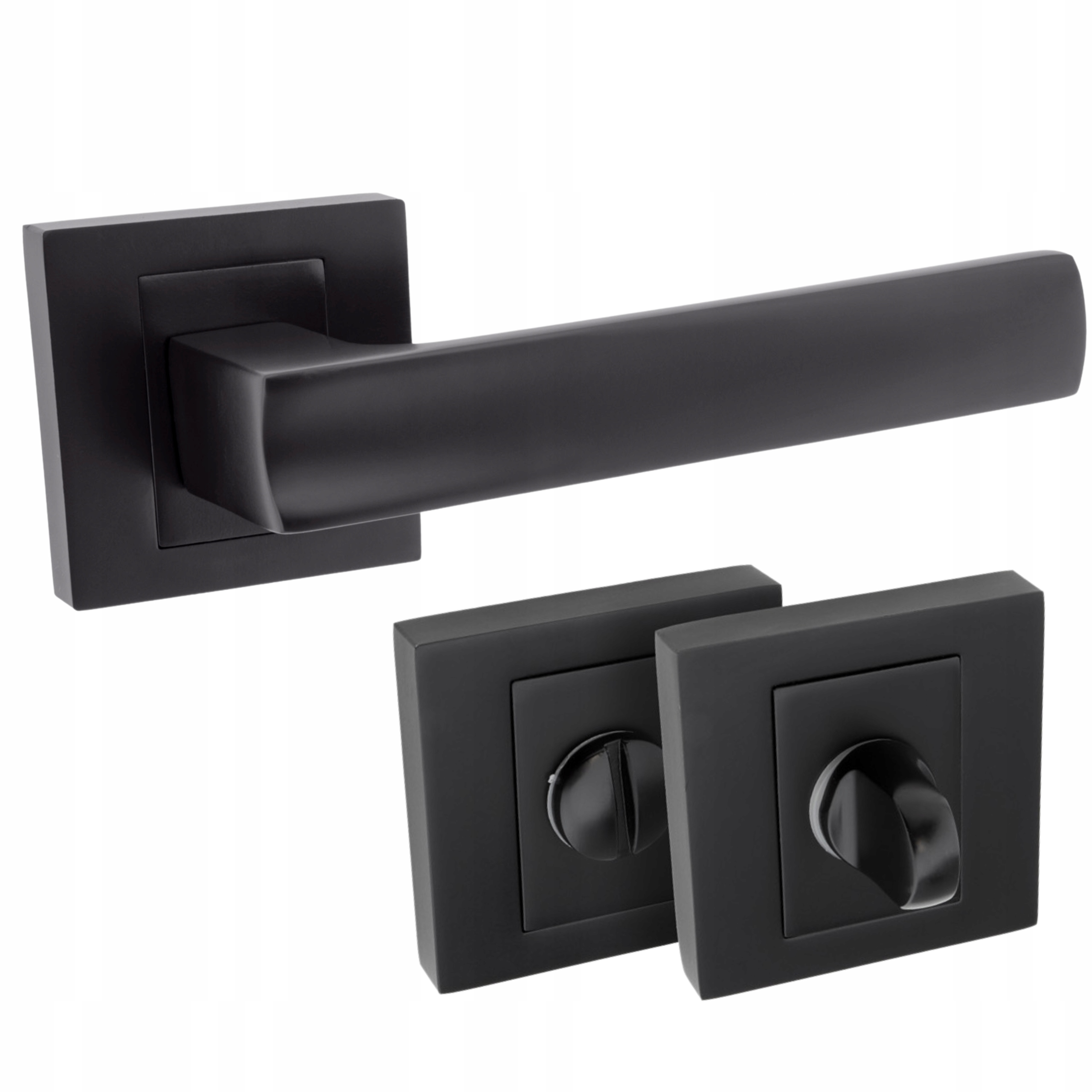 KLAMKA DO DRZWI Z SZYLDEM WC IBERIA CZARNY MAT