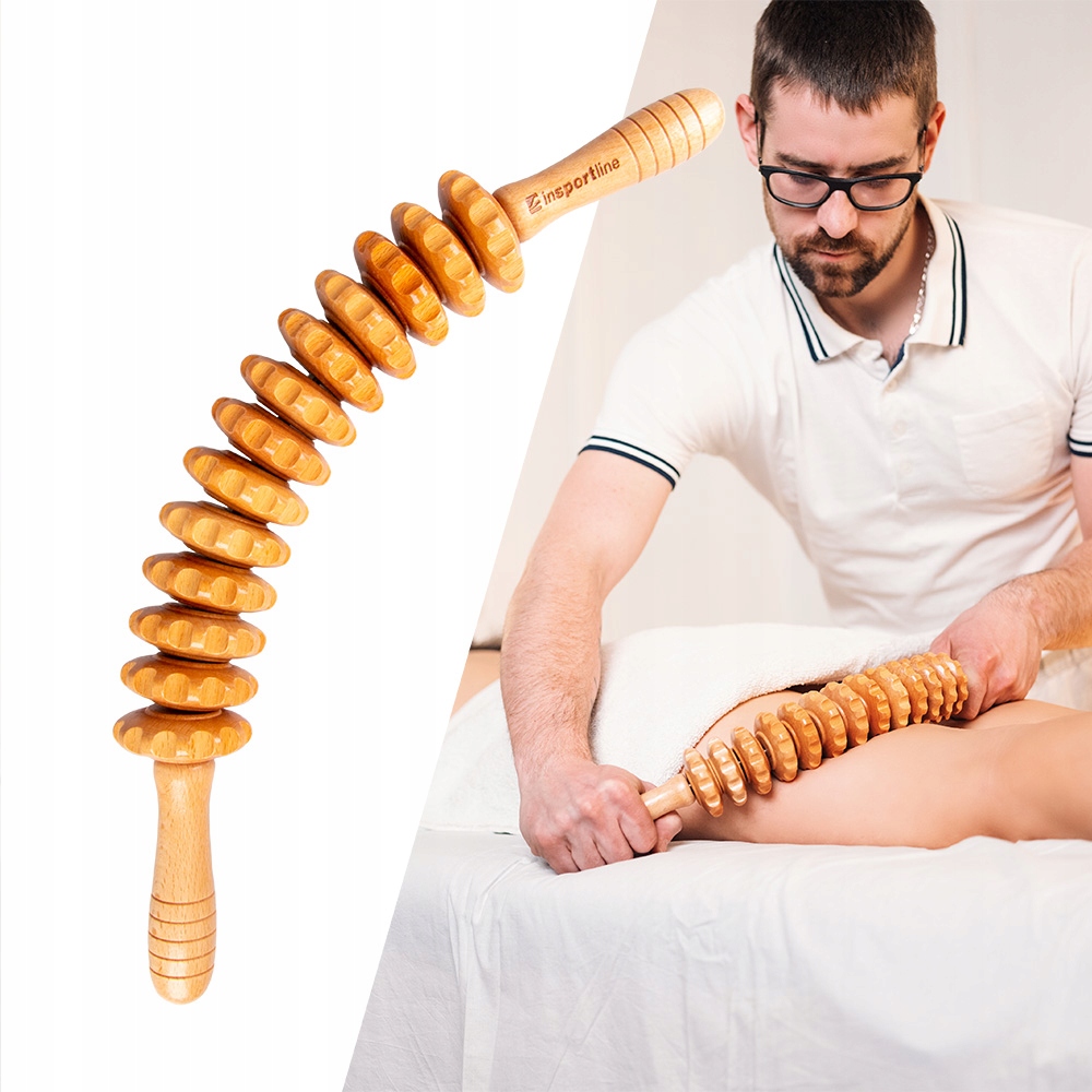 Półokrągły drewniany wałek do masażu inSPORTline antycellulitowy Marlee 500