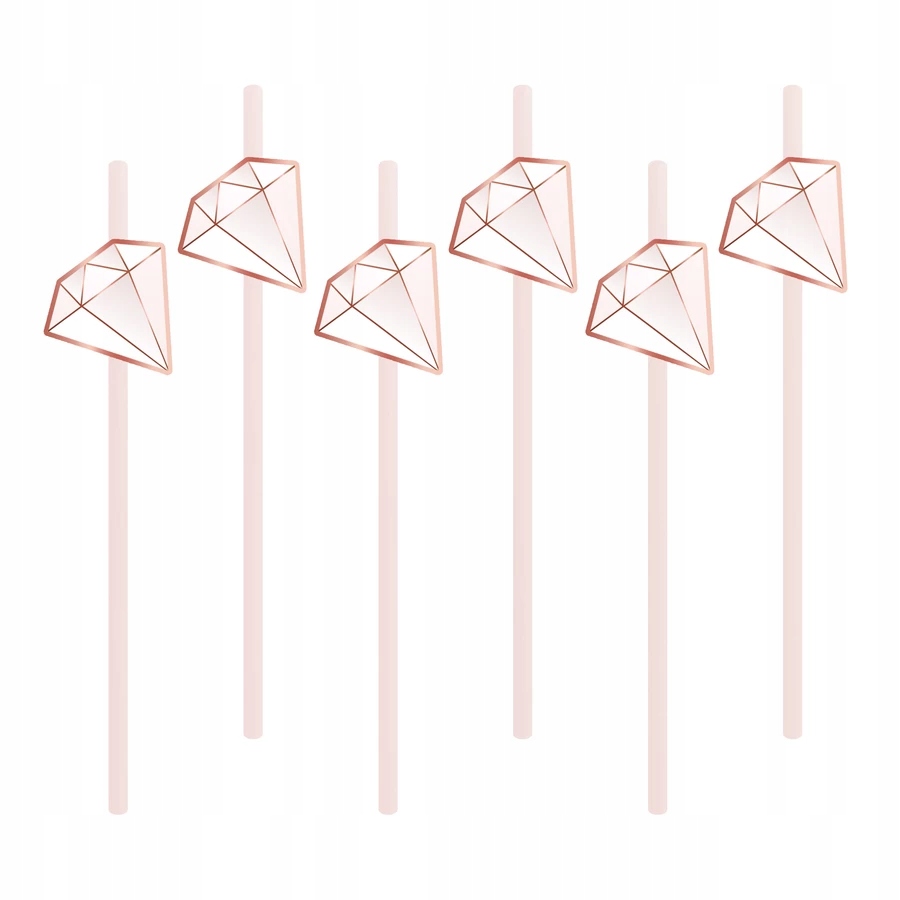 

Słomki papierowe Diamenty rose gold 6szt Panieński