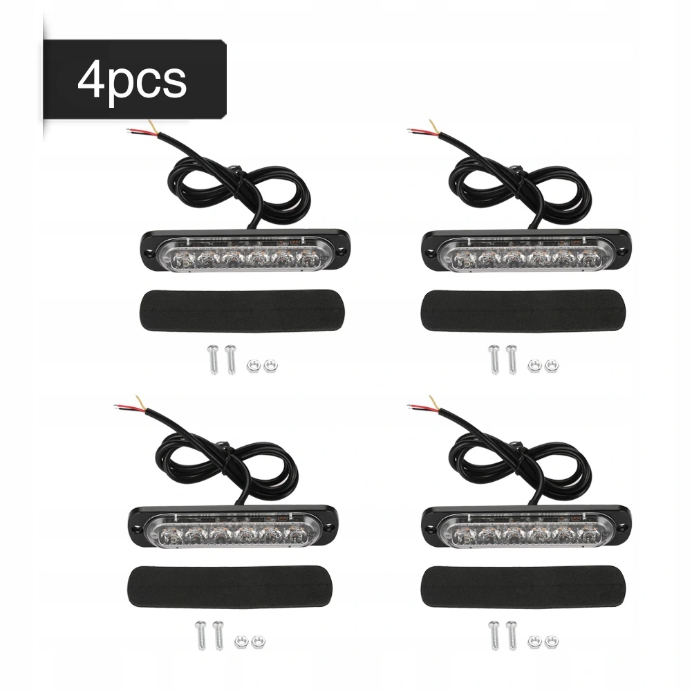 6LED ŚWIATŁO OSTRZEGAWCZE STROBOSKOPOWE 12V 4 Szt.