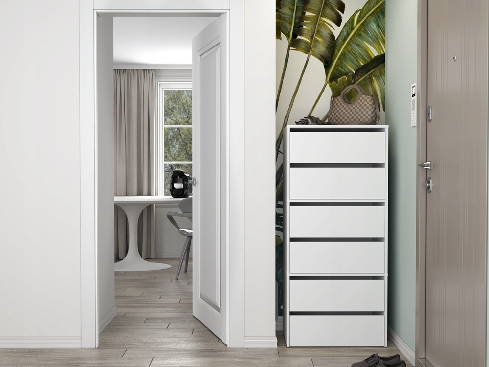 SZAFKA NA BUTY REGAŁ KOMODA SŁUPEK STOJAK NA OBUWIE BIEL MAT 60 cm Wysokość mebla 44 cm