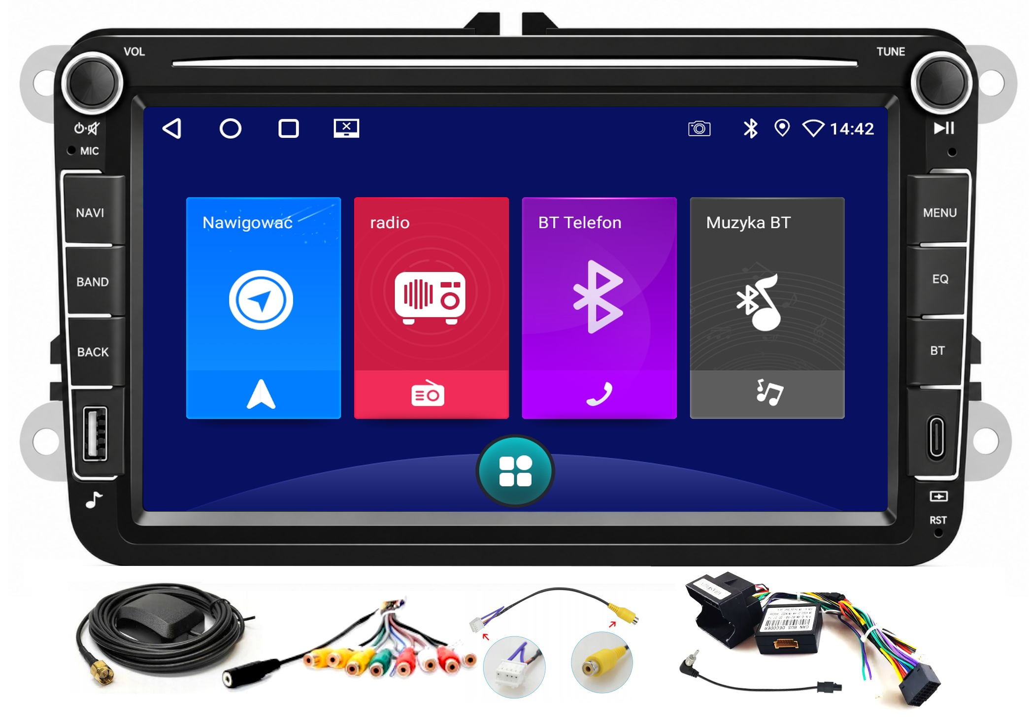 Autorádio Navigace Gps Android Vw Caddy 2004-2020 Carplay Wifi Usb 4/64GB