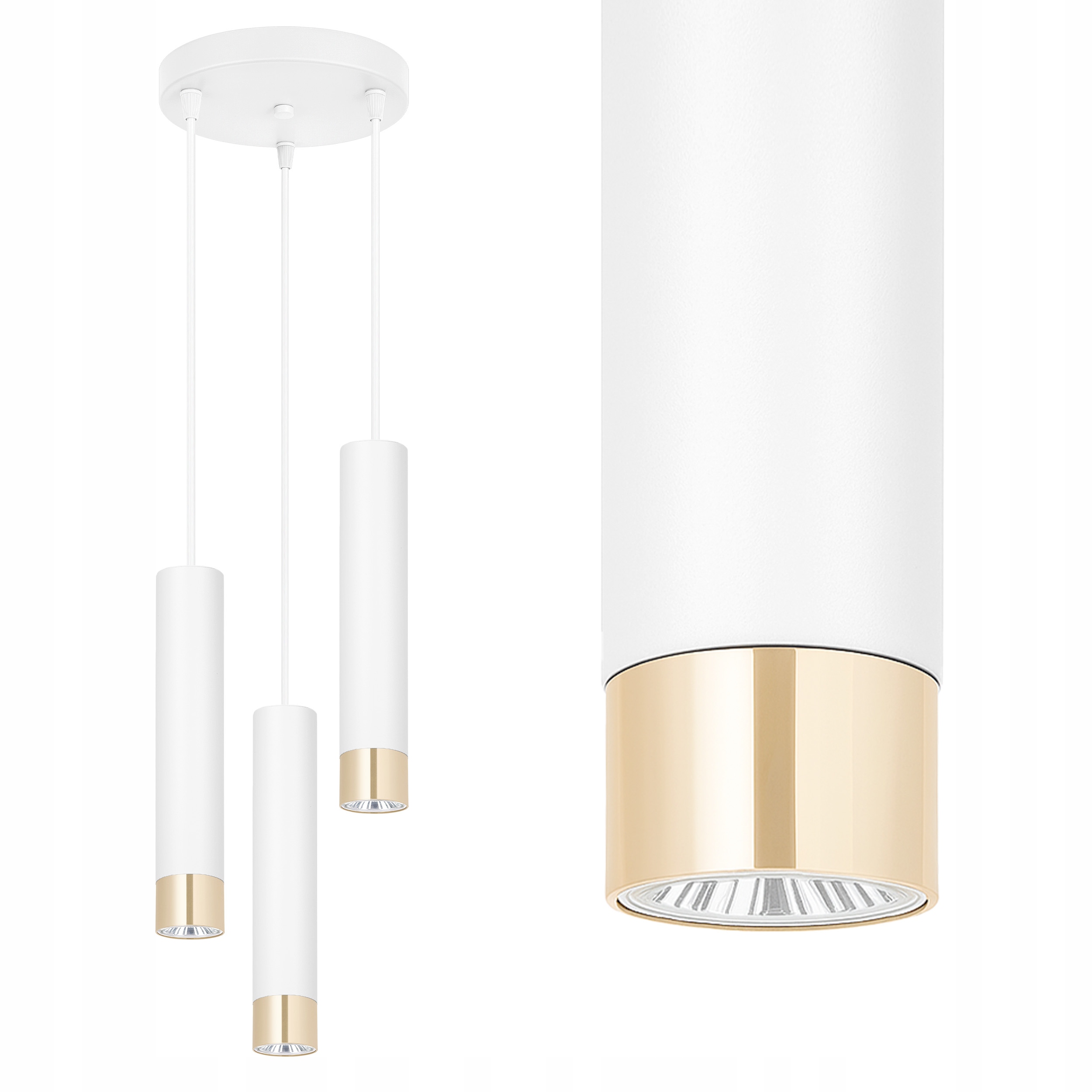 stropní svítidlo Led Závěsný lustr Stropní Svítidlo Tuby Kov Bílá Zlatá Led GU10