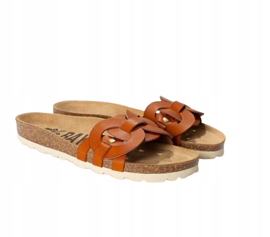 Bayton Dámské Nazouváky V Hnědé Barvě S Ozdobou A Bílou Podrážkou 36 3CA