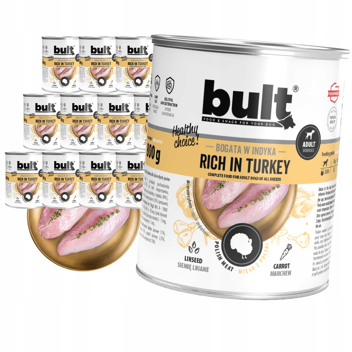 Levně Vlhké Krmivo Pro Psa Bult Plechovka Bohatá Na Krůtu Sada 12x800G