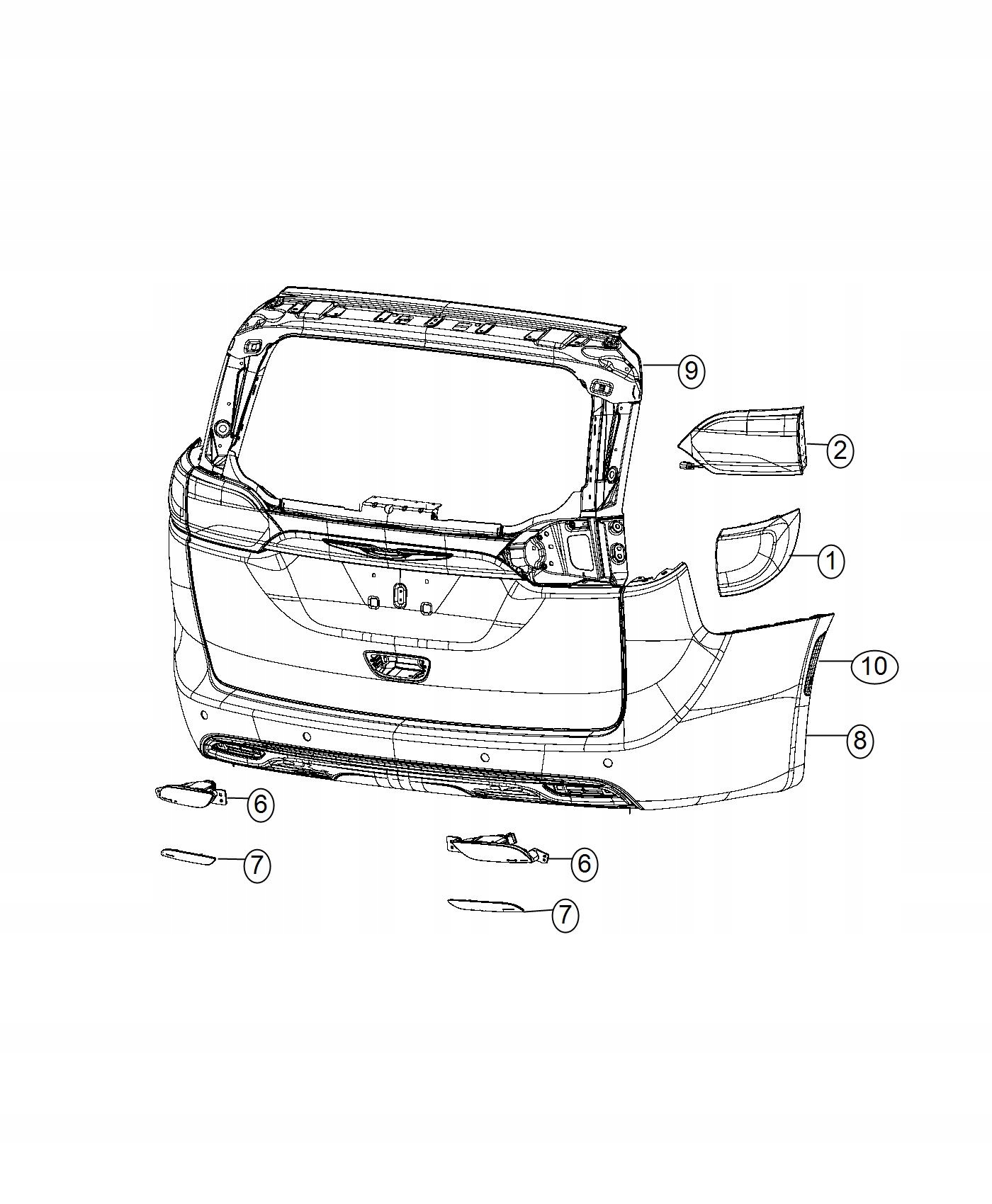 ODBLASK ZDERZAKA TYŁ LEWY CHRYSLER PACIFICA 2017- Numer katalogowy części 68230395AA