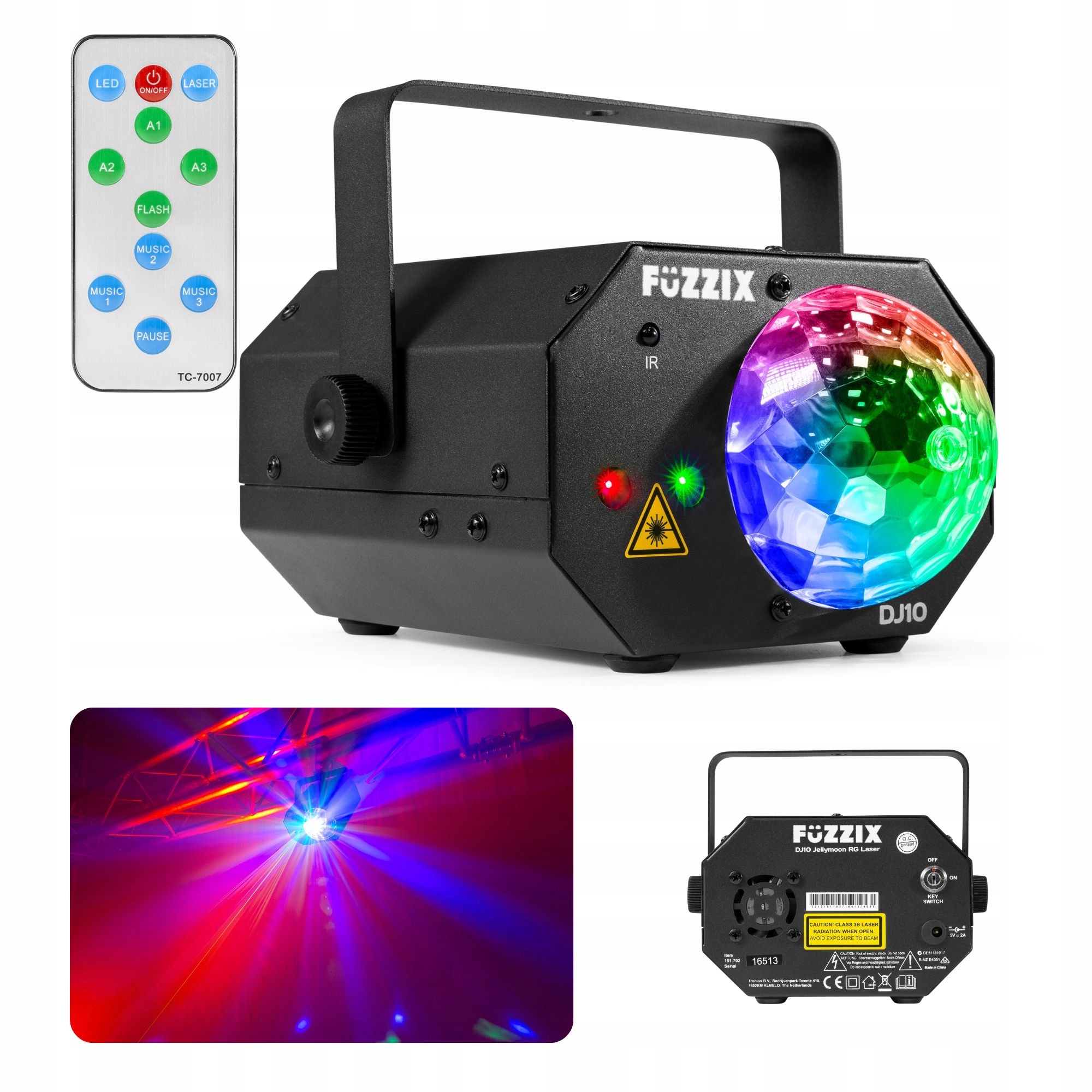 Laser imprezowy podwójny reflektor efekt Led+ czerwony zielony laser pilot