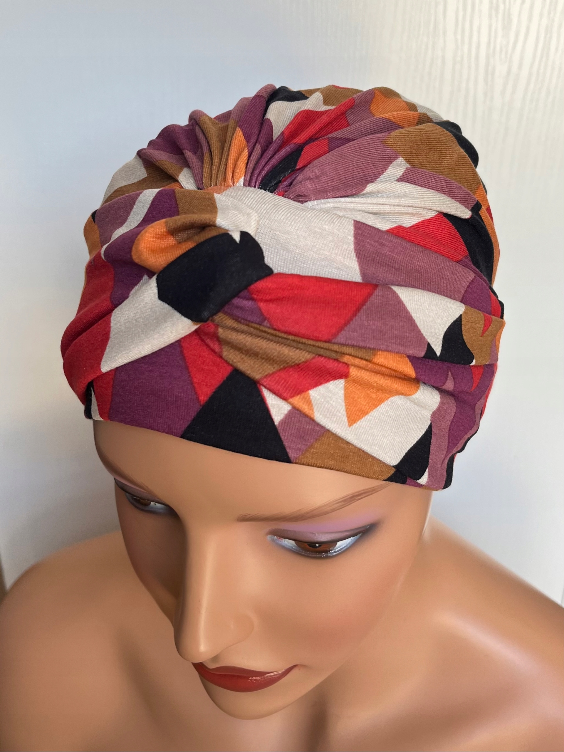 Turban damski Sara 377 czapka wiosenna marszczona także po chemioterapii Marka Eva Design