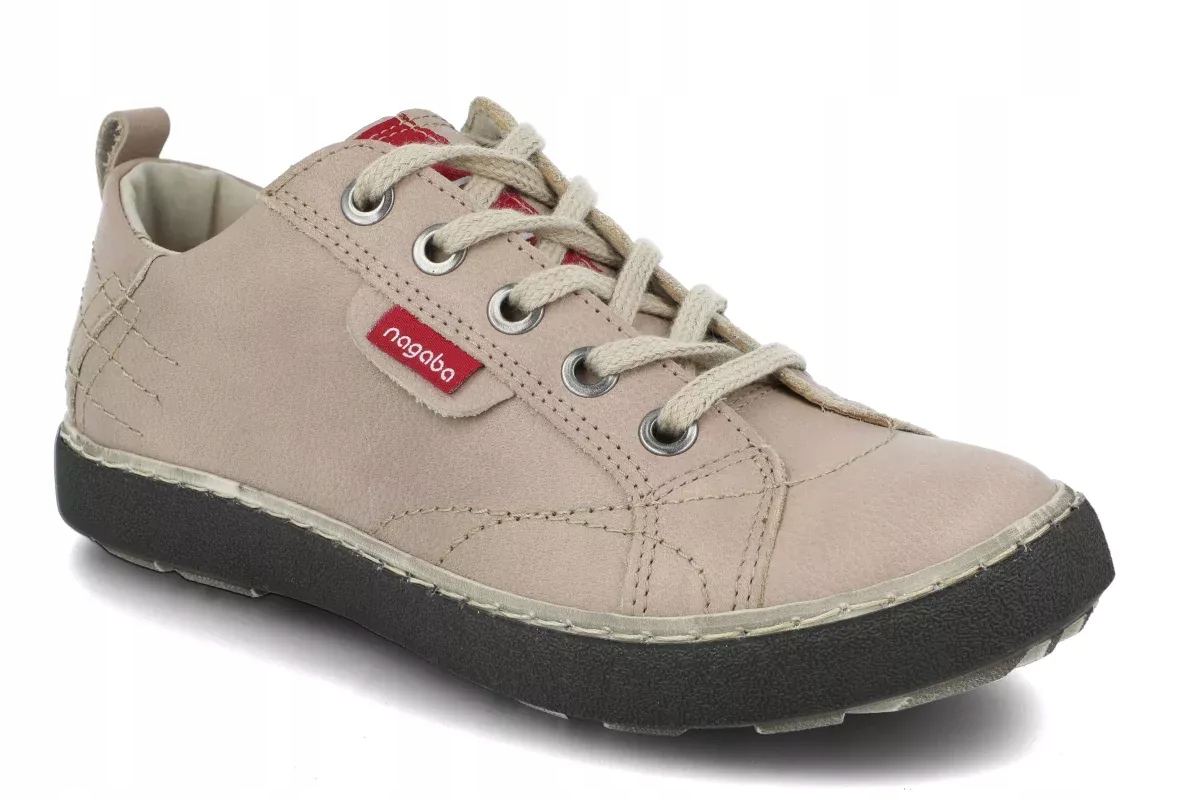 Nagaba kožené polobotky 243 béžové boty pro každodenní pro mládež R36