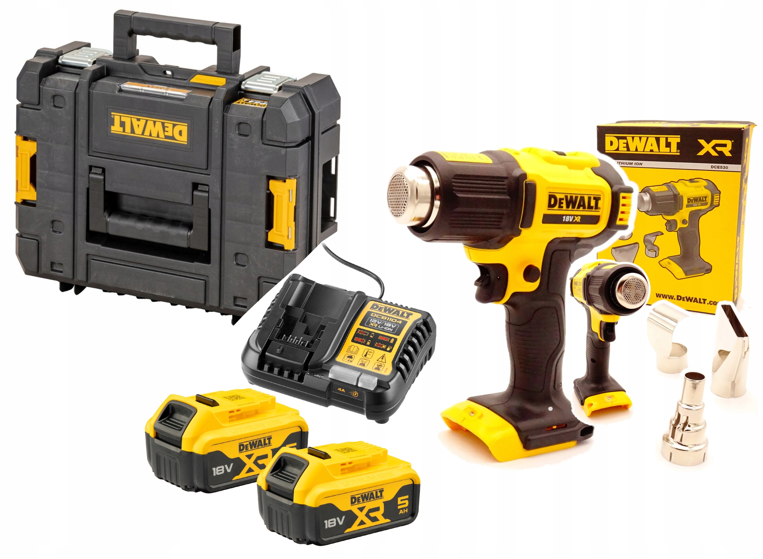 Zestaw Dewalt DCE530P2 Opalarka 530st 2-Biegi 2x5Ah 18V Xr
