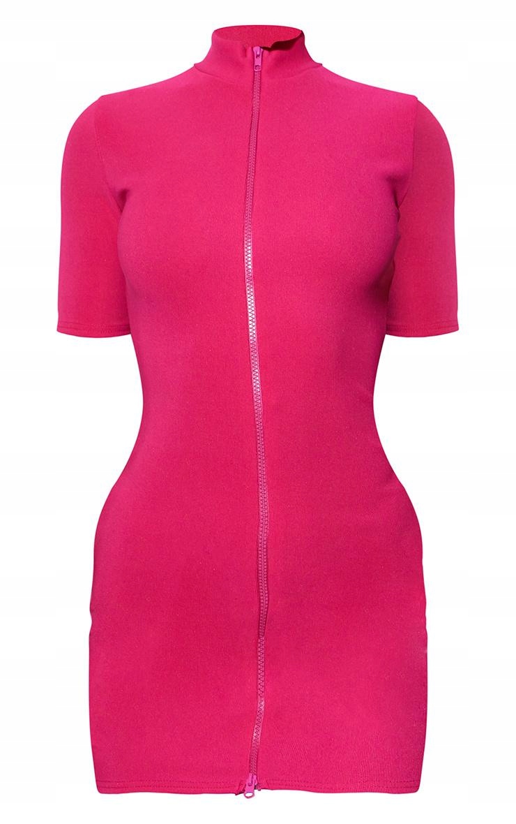 D0A019 RÓŻOWA SUKIENKA MINI Z GOLFEM PRETTYLITTLETHING XS Rozmiar XS