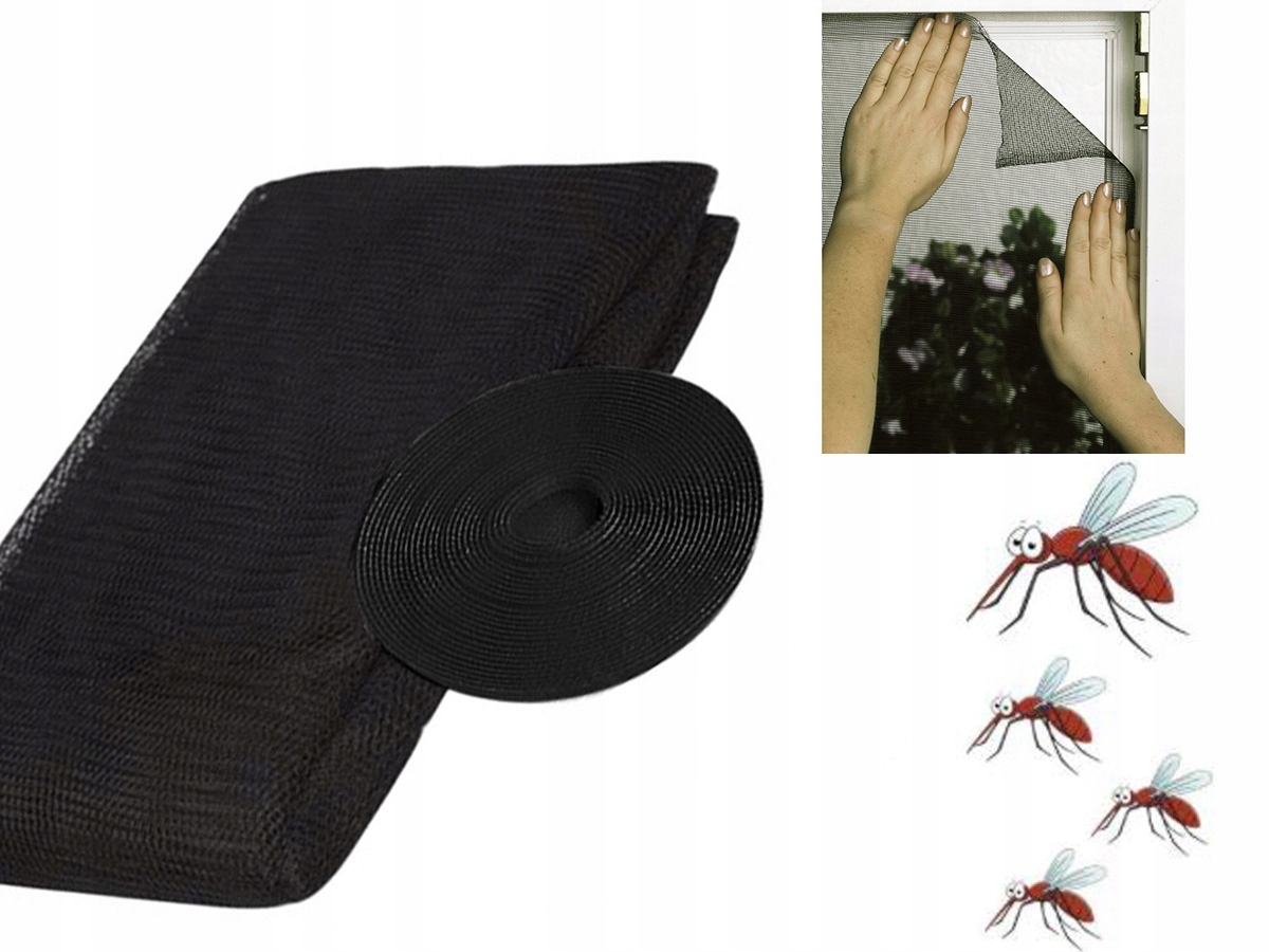 MOSKITIERA SIATKA OKNO OWADY KOMARY 130x150 +RZEP Wysokość maksymalna 150 cm