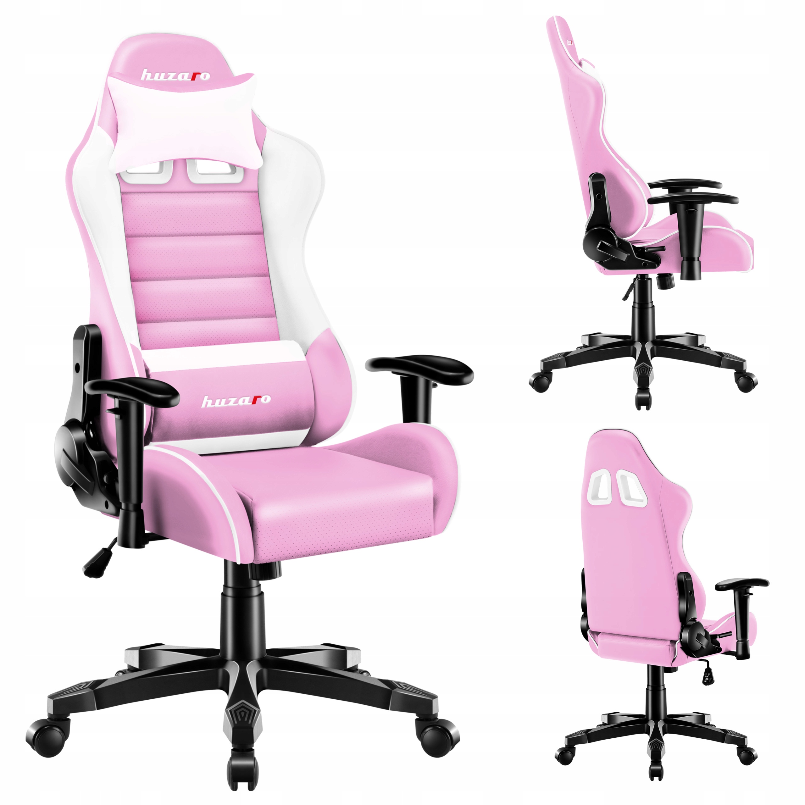 Fotel gamingowy dla dziewczynki Huzaro różowy dla dziecka ergonomiczny-Zdjęcie-0