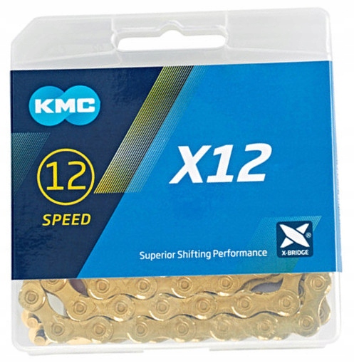Łańcuch Rowerowy Kmc X12 Ti-N Gold 12-rz 126 Spinka