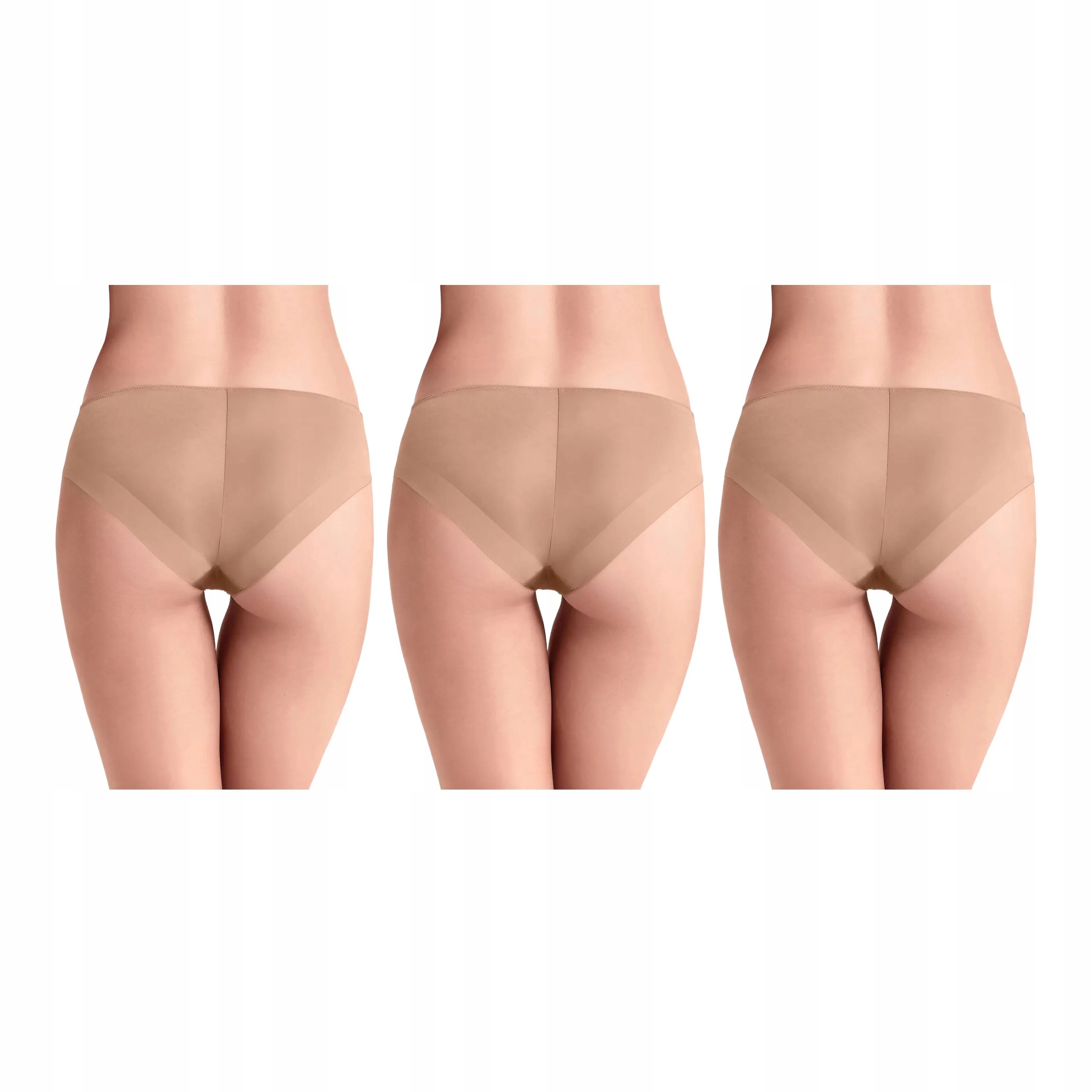 3 ks Kalhotky dámské bezešvé klasické hladké kalhotky 3x Bronze Skin S