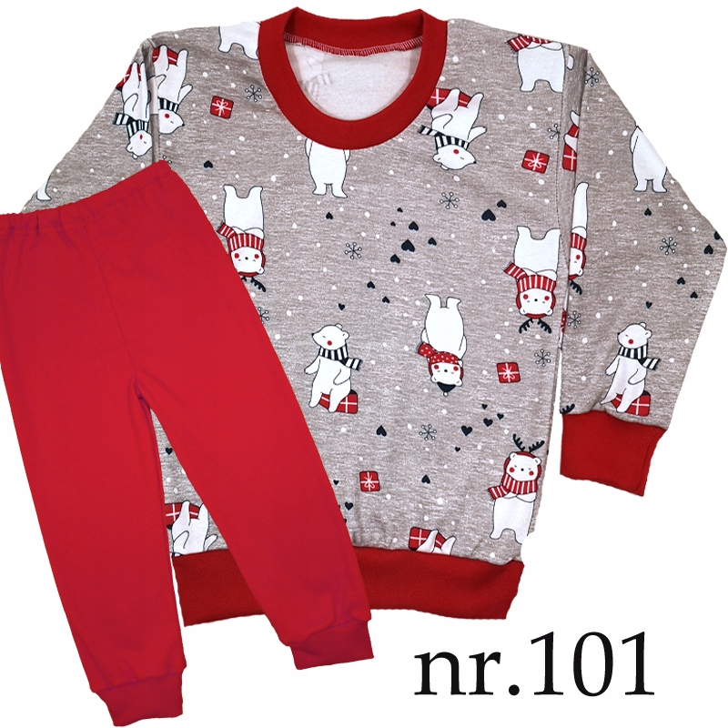 Piżamki Długi Rękaw 100% bawełna POLSKIE + wzory świąteczne 116 cm Wiek dziecka 6 lat +