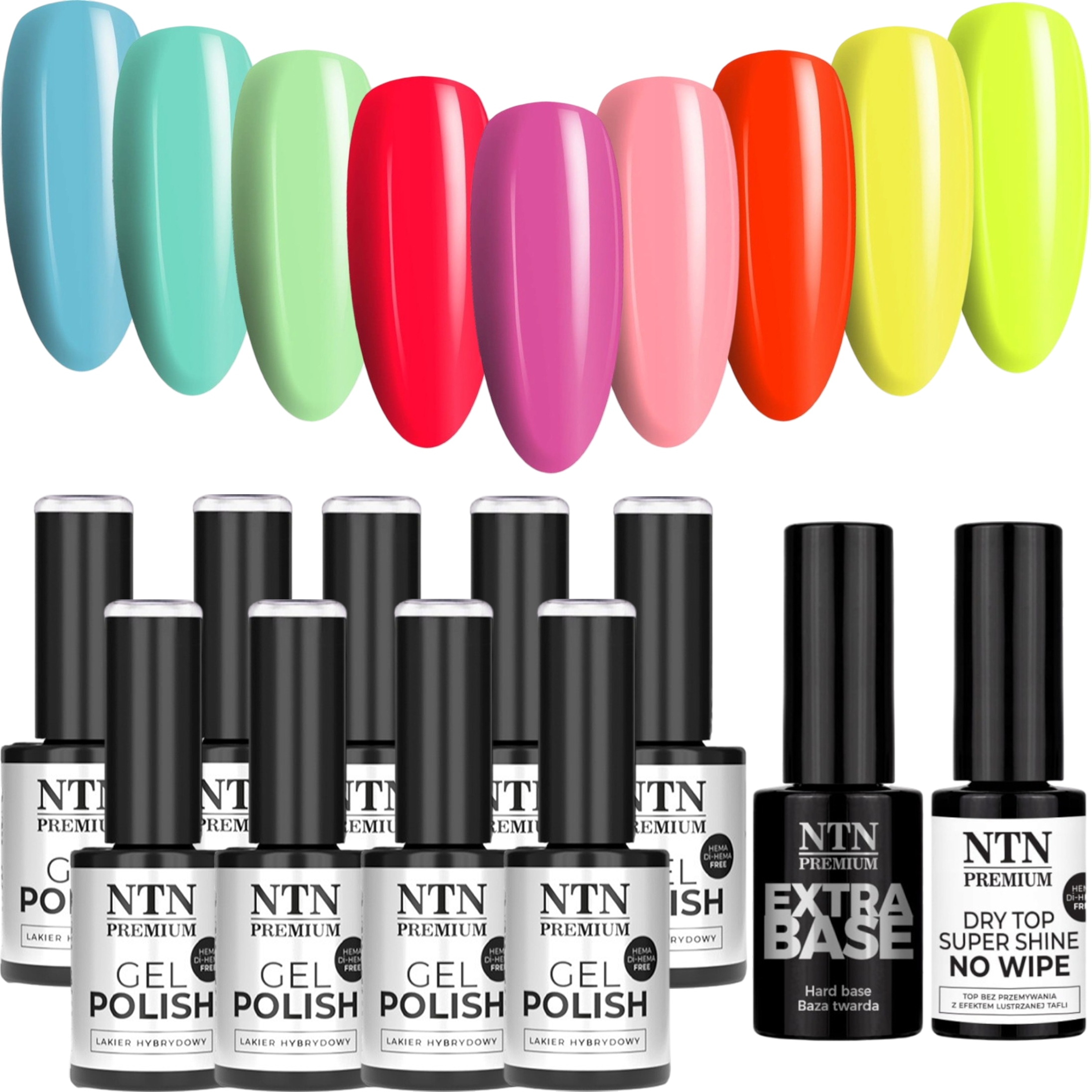 9x Lakier Hybrydowy Ntn California Collection Baza Top Zestaw