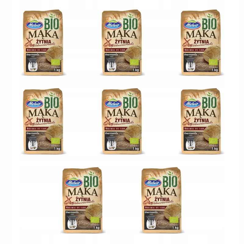 Melvit Bio Žitná mouka celozrnná 1KG X8
