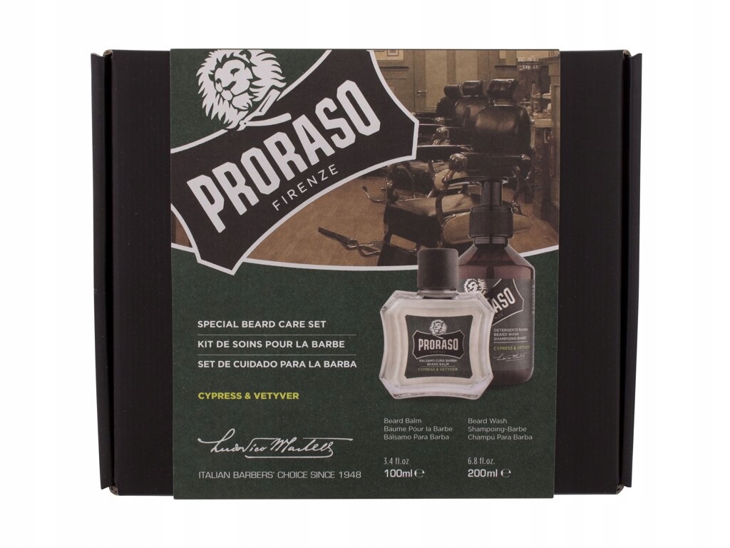 Sada Proraso Cypress & Vetyver Special Beard Care Sada Šampon na vlasy