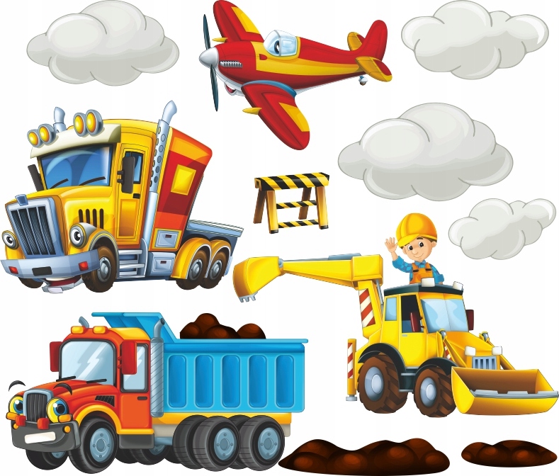 NAKLEJKI NA ŚCIANĘ KOPARKI BUDOWA 100x200cm KO