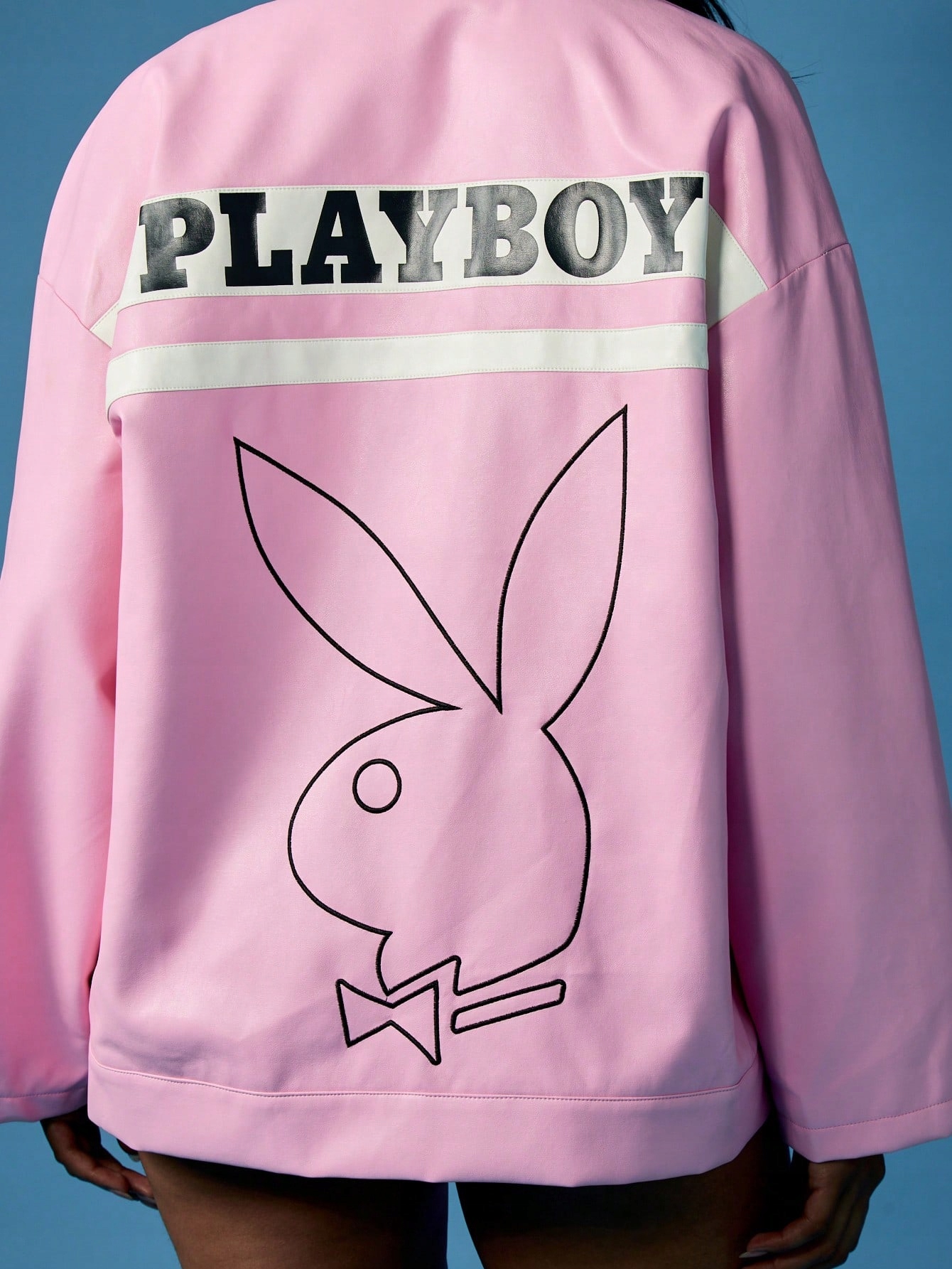 Dámská Volná Kožená Bunda Růžová Playboy Missguided Imitace Kůže, Velikost 40