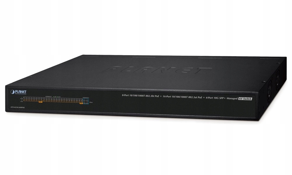 Planet AVS-4210-24HP4X managed Av switch, 24x1Gb, 4x10Gb Sfp+, 16x PoE 802.