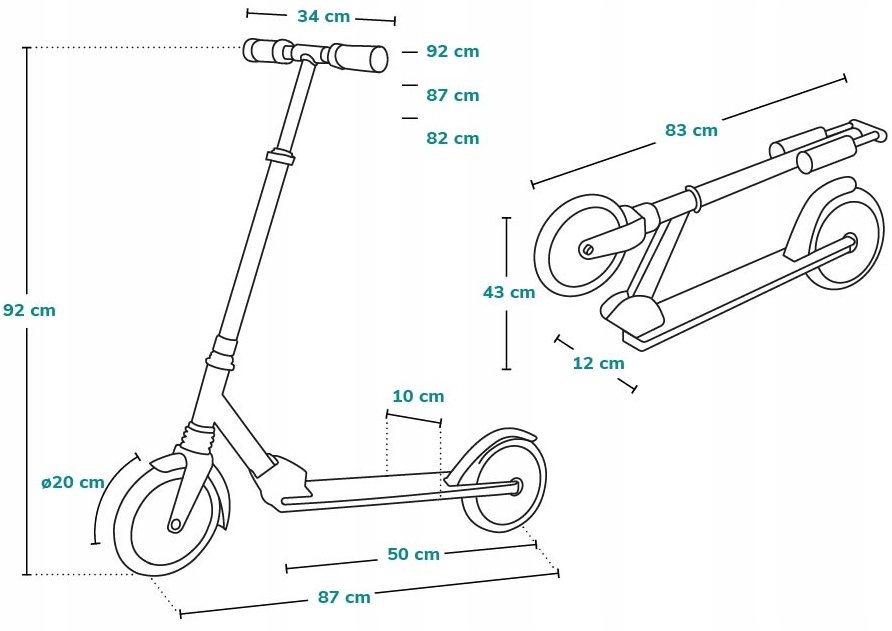 DUŻA HULAJNOGA SKŁADANA AMORTYZATOR LIONELO LUCA Liczba kół 2