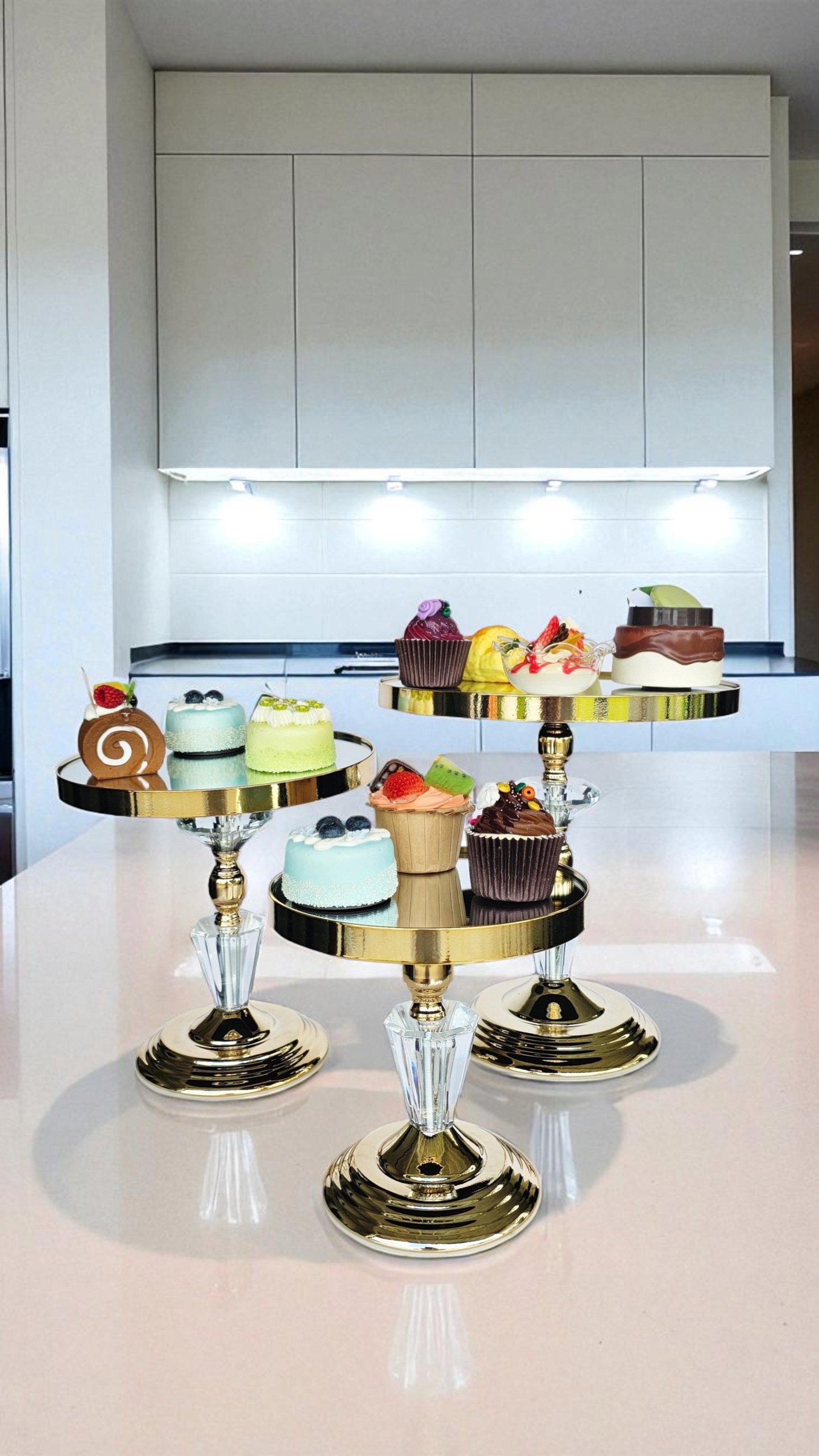 ZESTAW PATER NA CIASTA BABECZKI OWOCE ZŁOTY JX433 PATERY SŁODKI STÓŁ Marka Madex