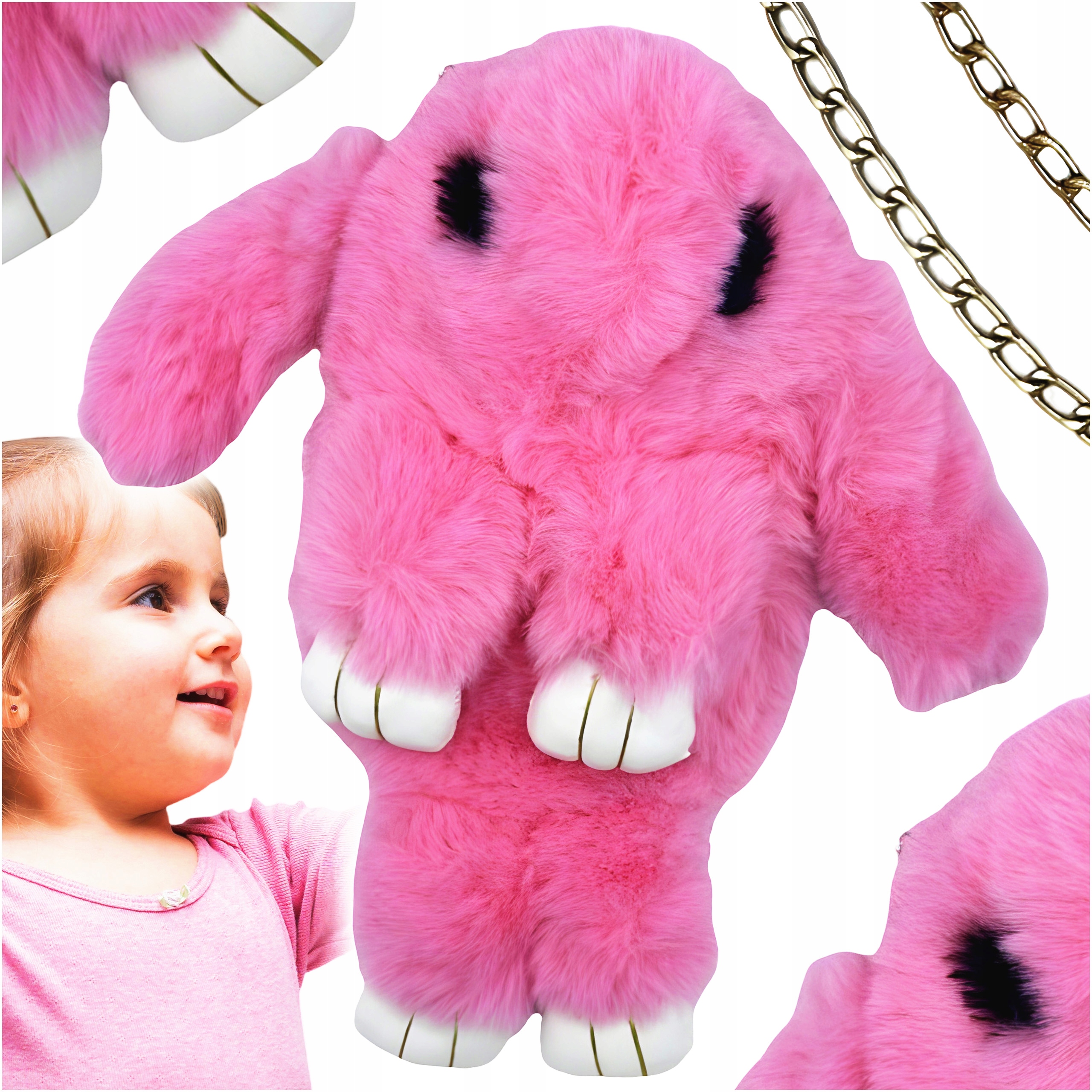 TOREBKA MŁODZIEŻOWA PLUSZOWA KRÓLIK KRÓLICZEK PLECAK 2W1 RÓŻOWA