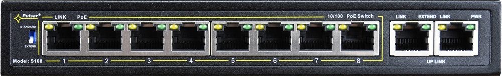 Switch PoE Pulsar S108-90W 8x PoE, 2x Uplink 80W