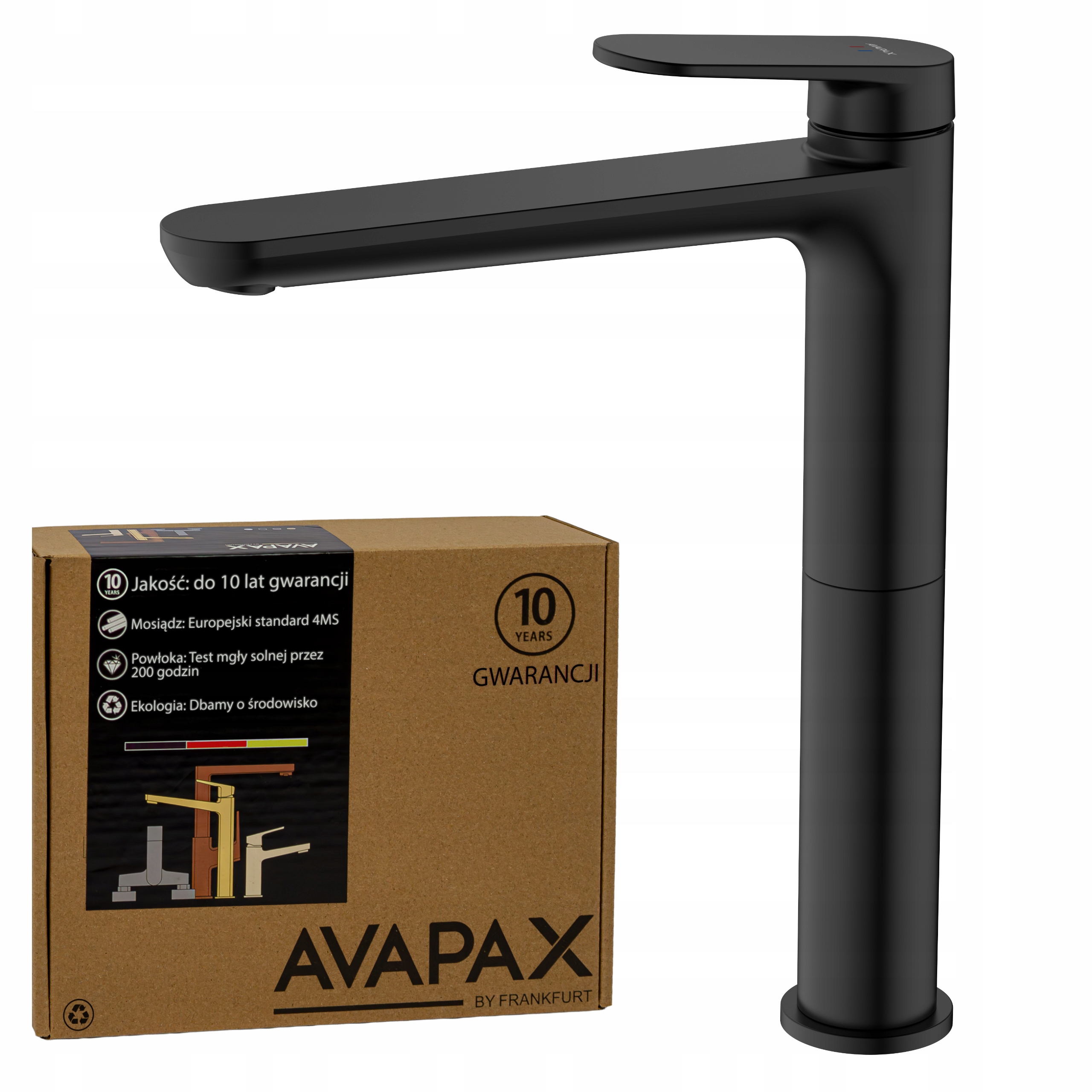 Stojanková umývadlová batéria, vysoká čierna, armatúra do kúpeľne Avapax