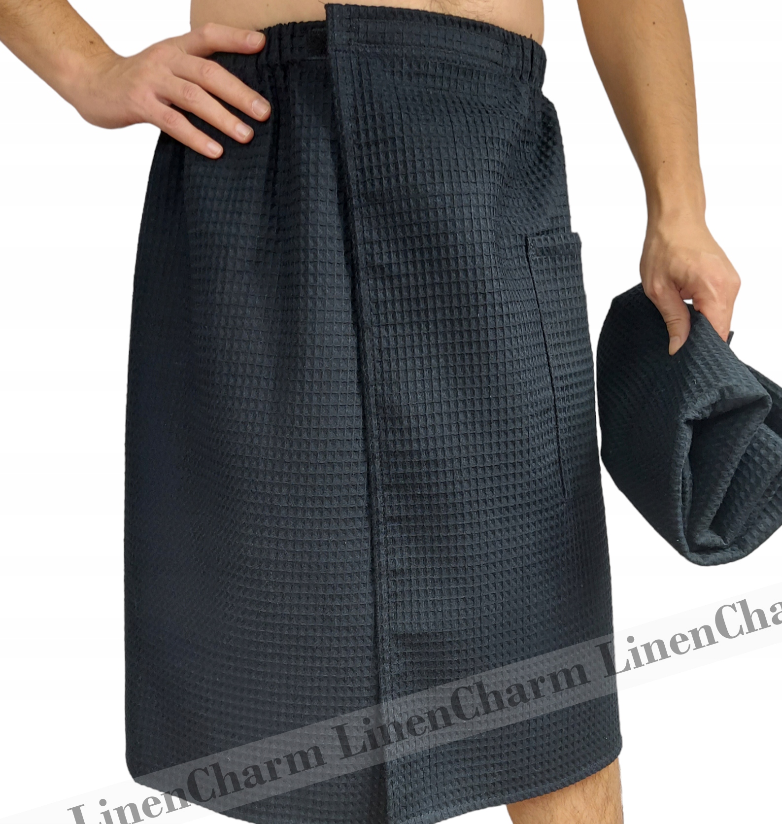 Pánský Set Kilt Ručník Do Sauny Na Bazén Bavlna 100% Černá XL/2XL