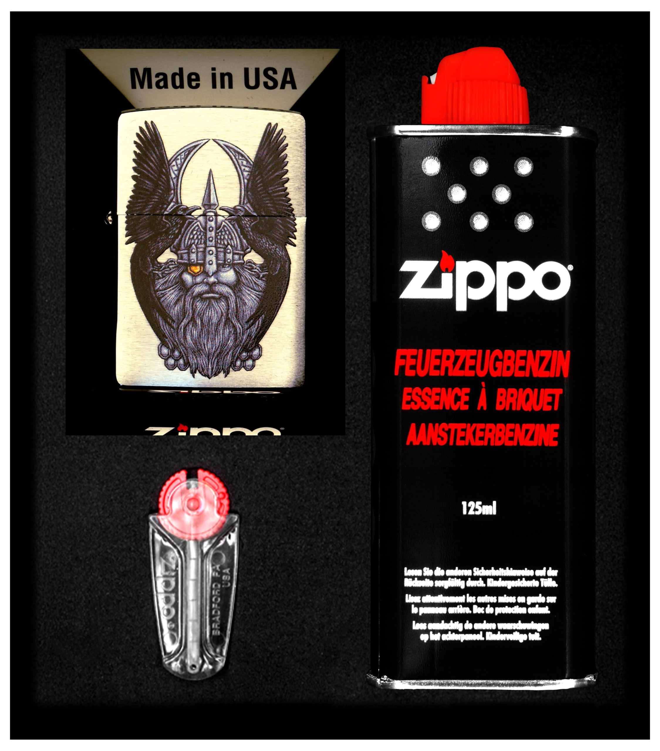 Sada Zippo Zapalovač Odin With Ravin Dárková sada No1