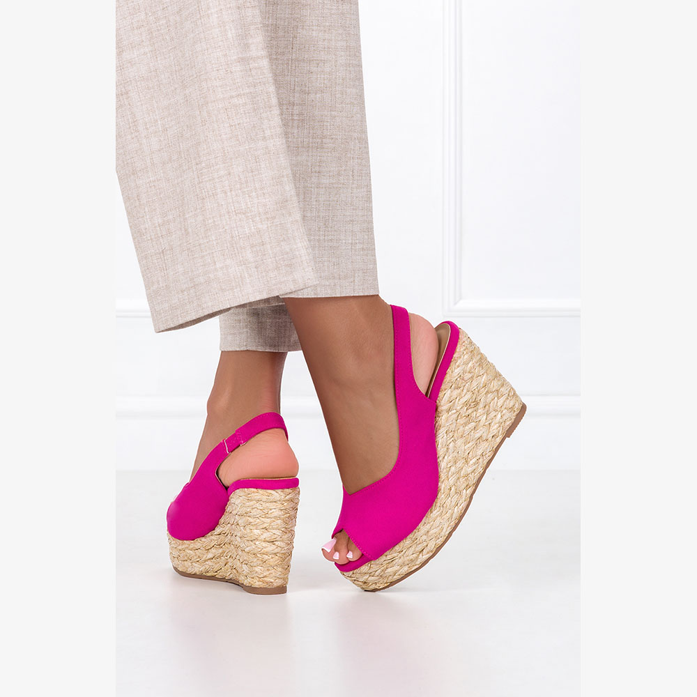 ESPADRYLE DAMSKIE FUKSJOWE BUTY NA KOTURNIE r 40 Rozmiar 40