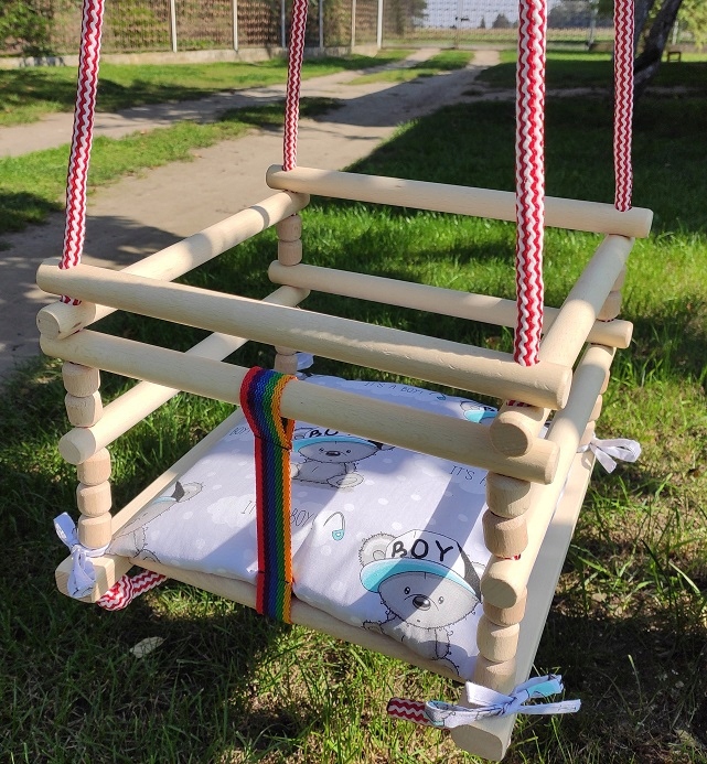 HUŚTAWKA DREWNIANA do zawieszenia +PODUSIA natural Rodzaj Huśtawka