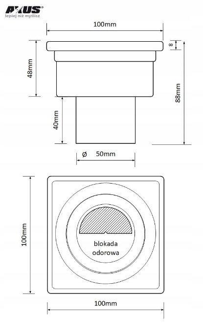 WPUST PODŁOGOWY NIERDZEWNY 10X10 ODEJŚCIE PIONOWE FI50 ANTYZAPACH INOX RAMA Kod producenta Corozevari