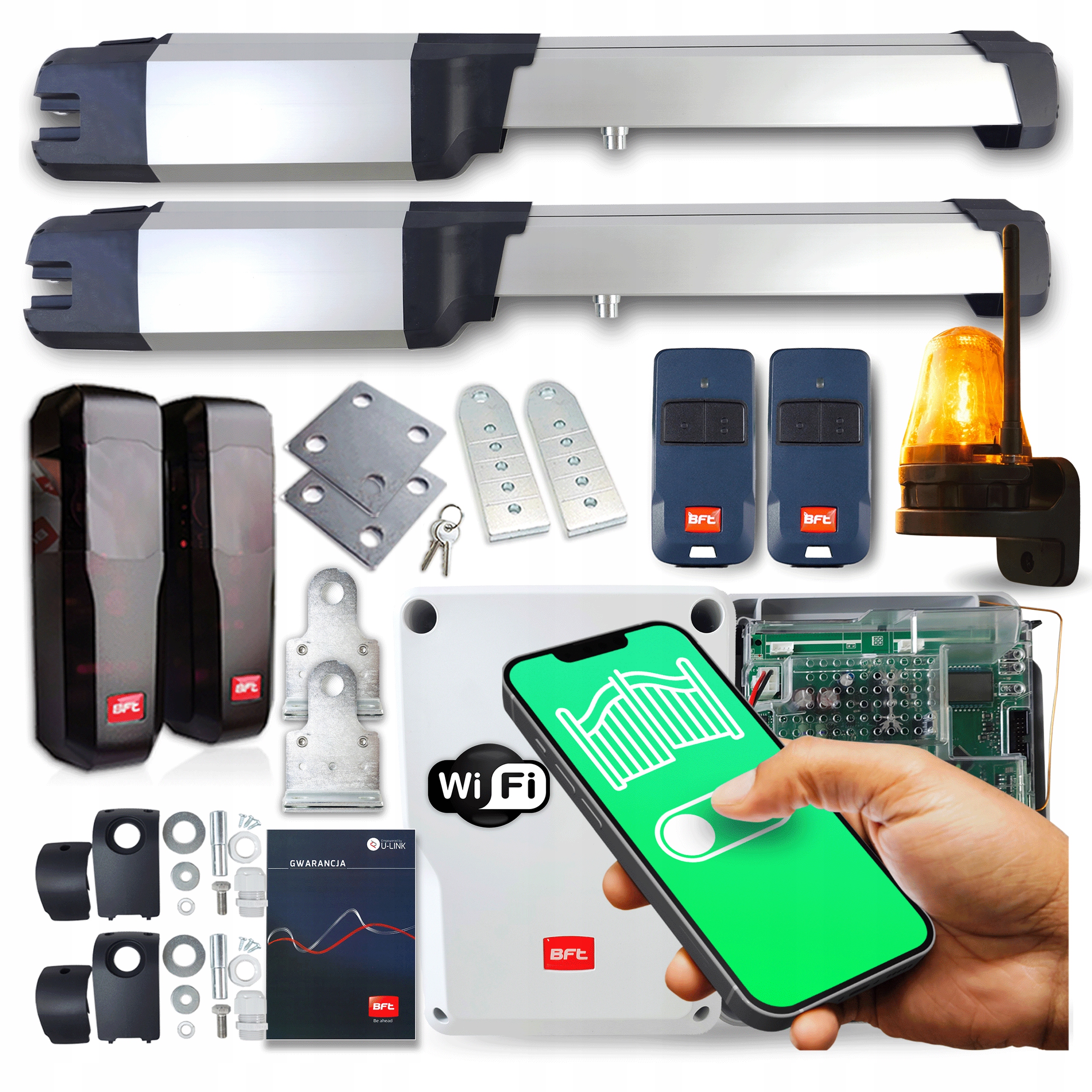 Napęd do bramy dwuskrzydłowej Bft Phobos B40 A40 Thalia Duo Wifi+ piloty x2