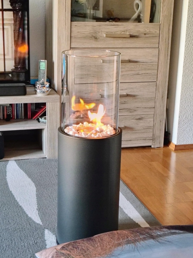 Volně Stojící Biokrb Velký Vysoký Kulatý Černý Tornado Flame