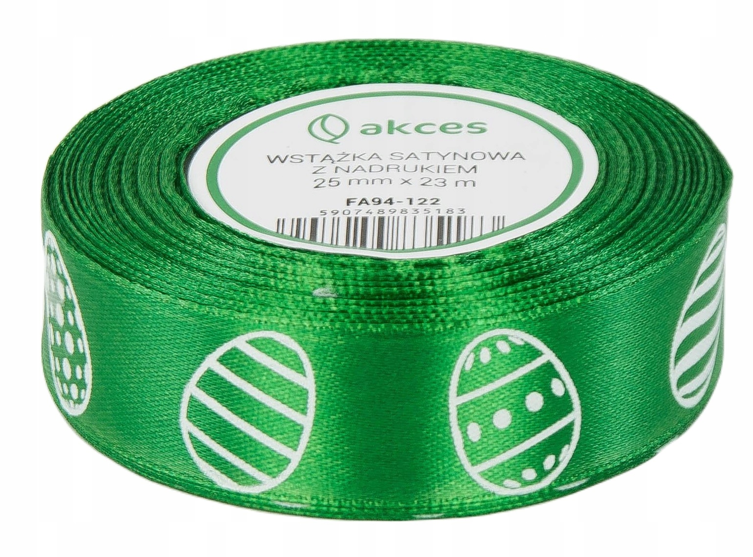 Satynowa Wstążka tasiemka Wielkanoc wielkanocna pisanki Zielona 25mm 23m