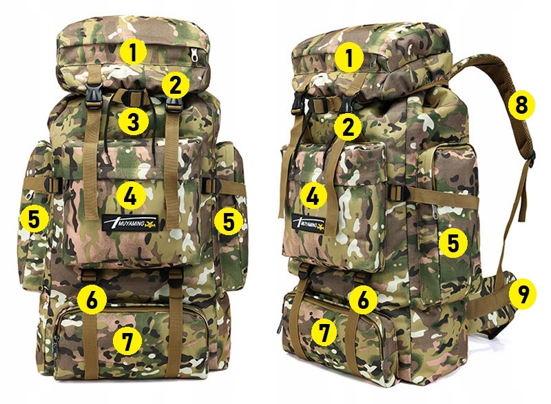 Туристичний рюкзак 70 л Тактичний військовий виживання Ширина (довша сторона) 37 см