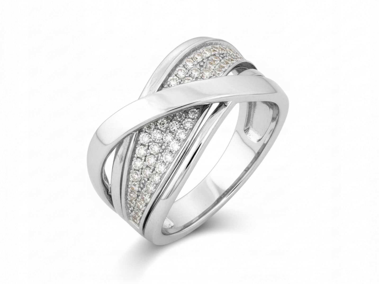 Stříbrný prstýnek 925 s proplétaným zirkonem, elegantní pro maminku, velikost 22