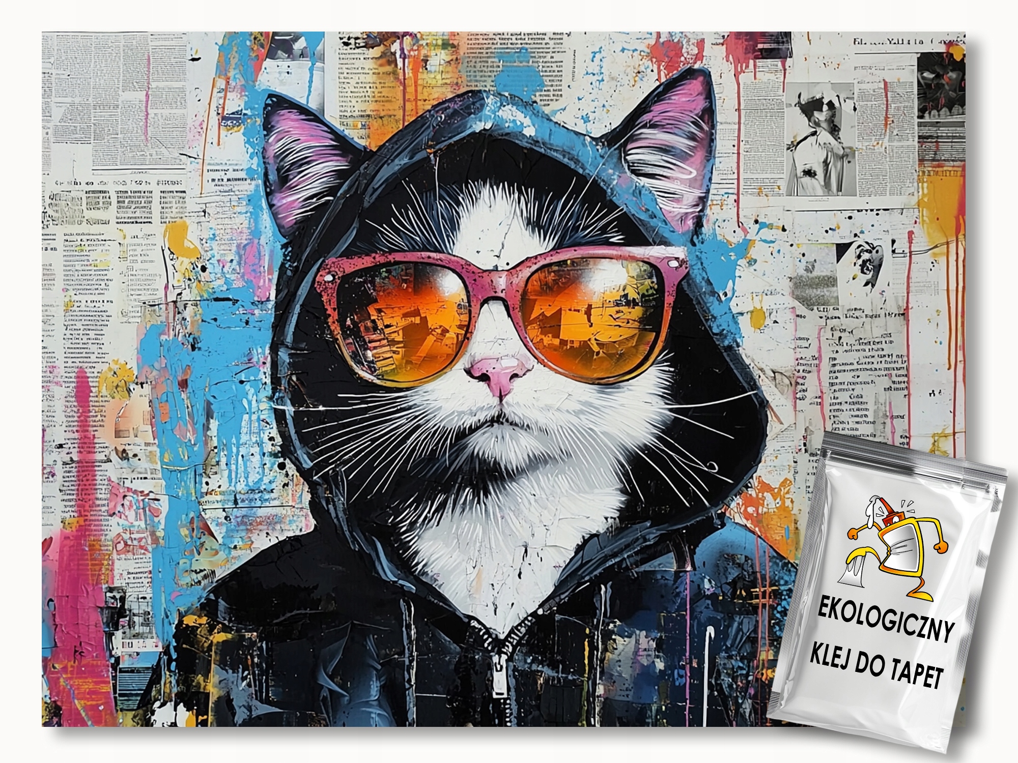 Fototapeta Flizelina Graffiti Street Art Urban Grunge Kočka 416x254 130g