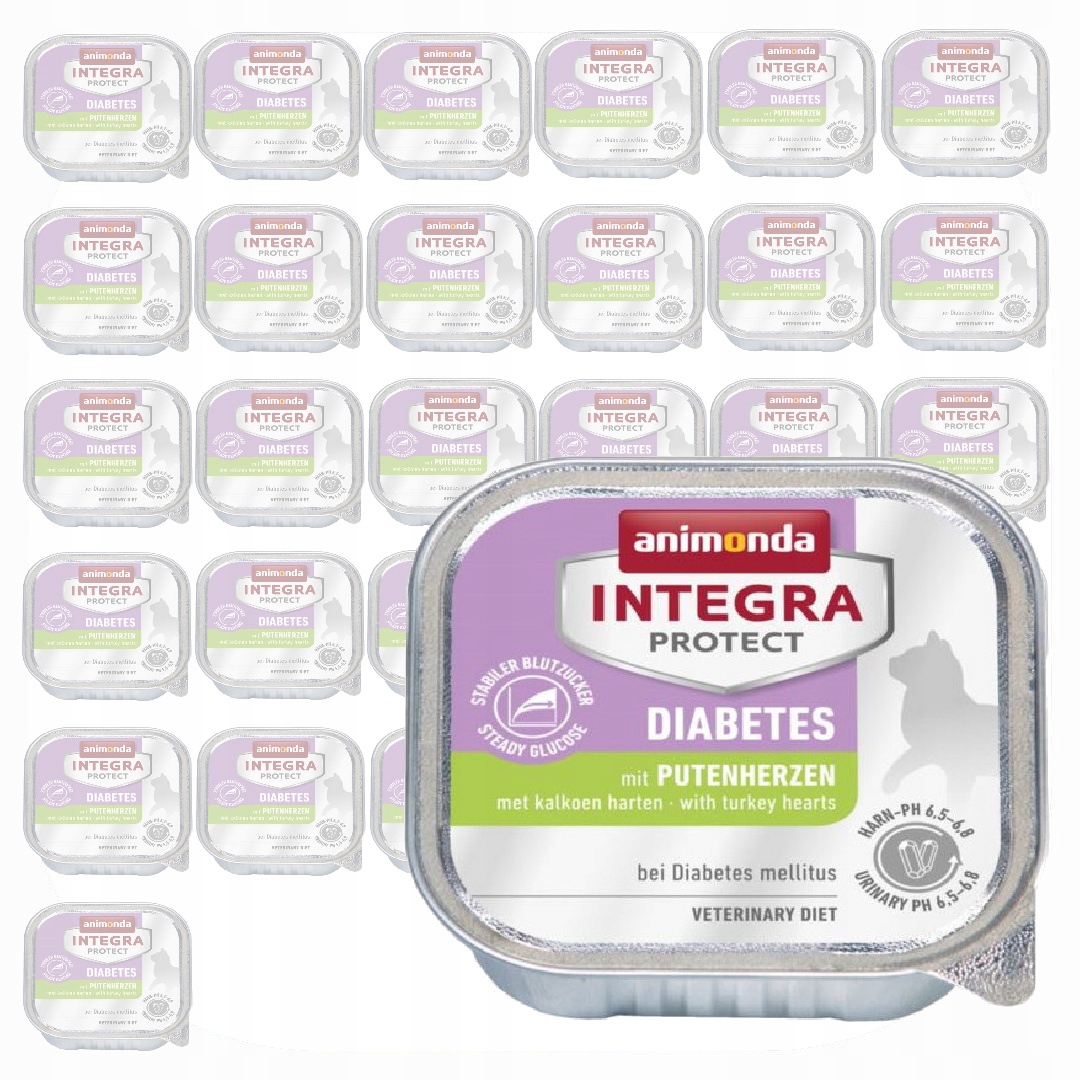 Levně Animonda Integra Diabetes 32x100g Krmivo Krůtí srdce Pro Kočky s cukrovkou