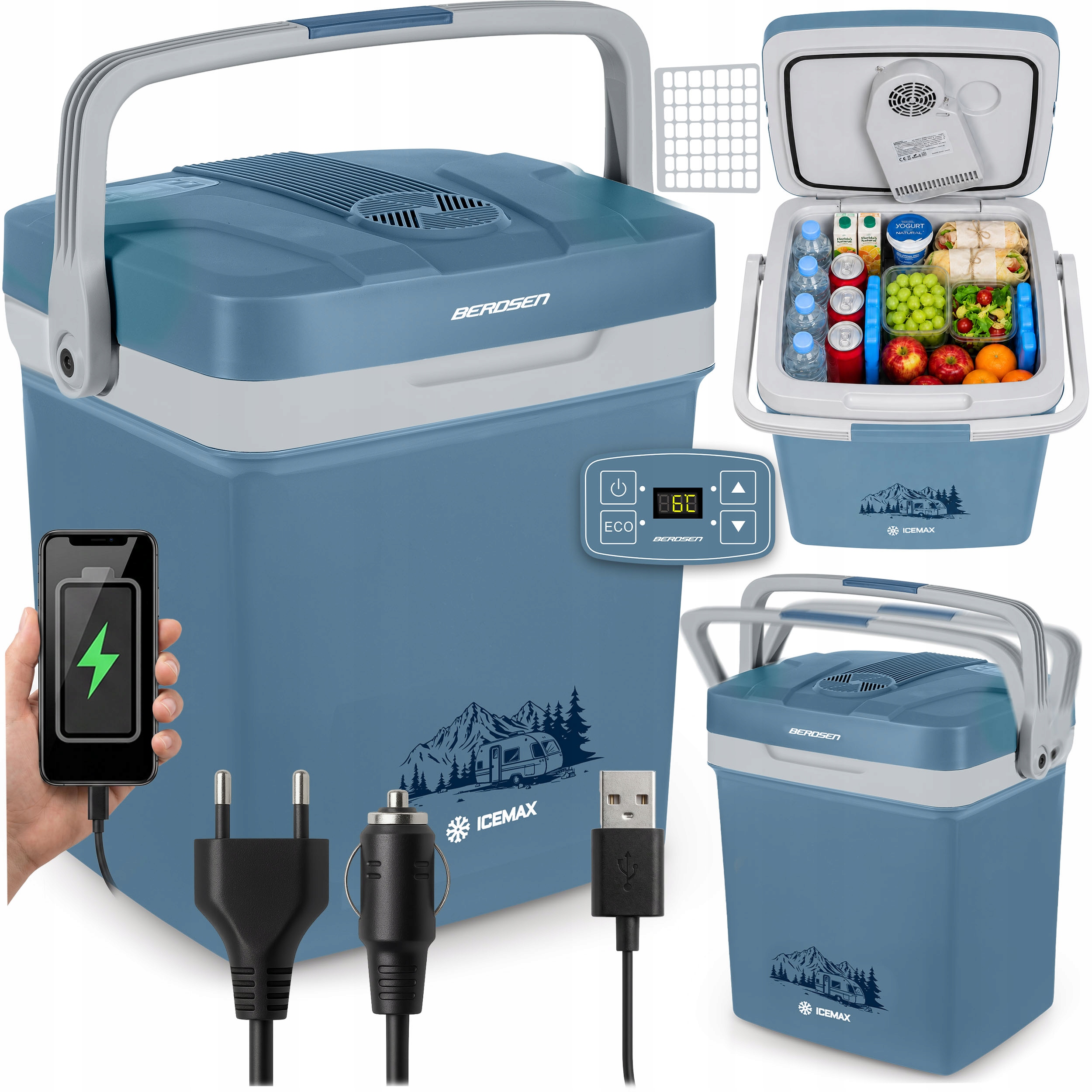 Lodówka Turystyczna Samochodowa 12V/230V Usb Funkcja Grzania 26L